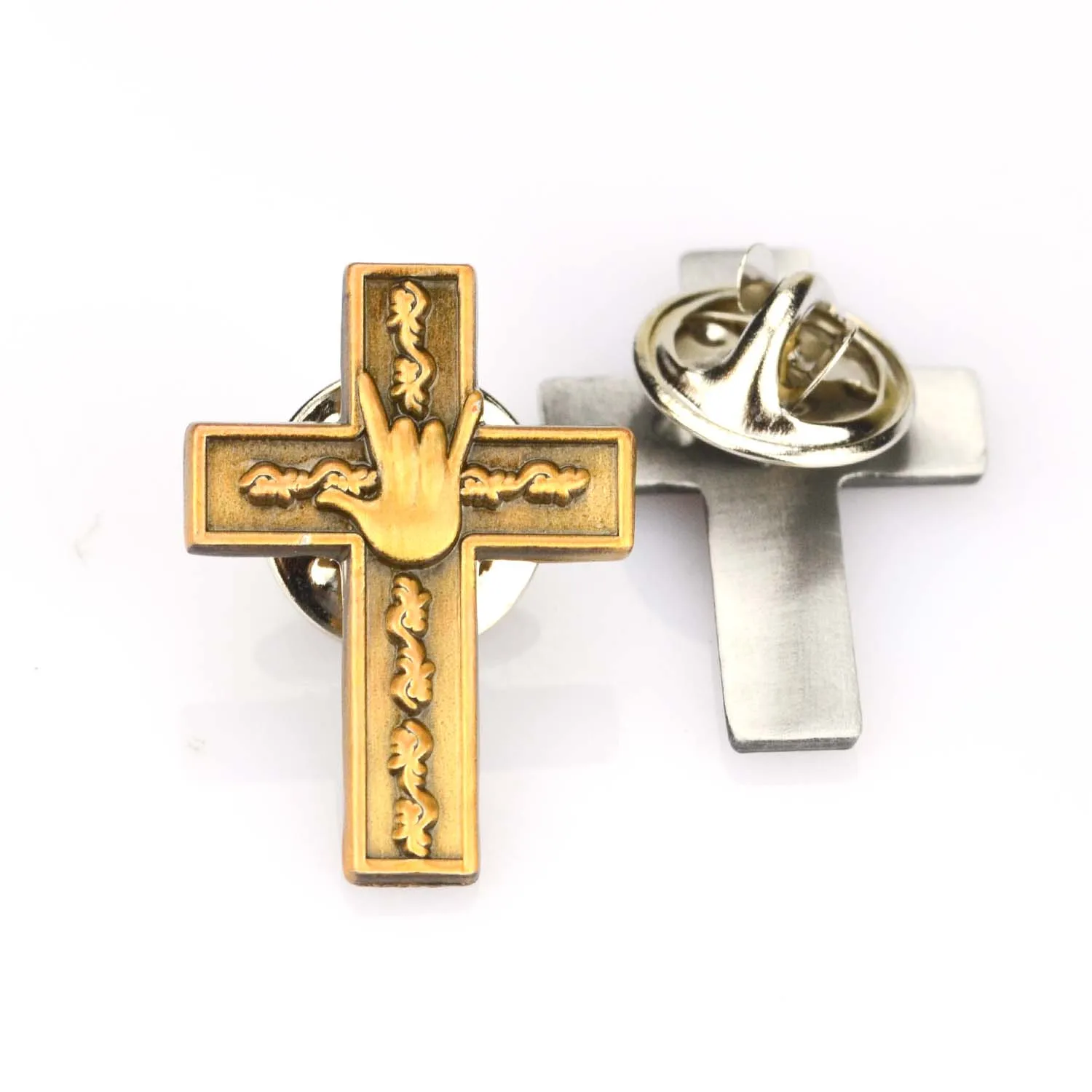 Wholesale Metal Antique Custom Religious Cross Church Brooch Lapel Pin