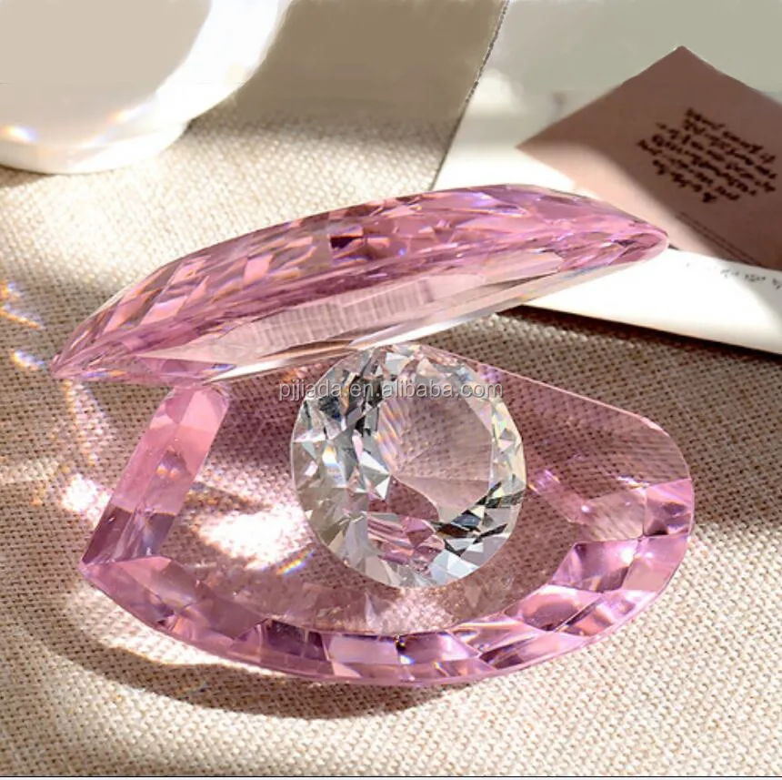 cheap wedding gifts pink crystal shell with clear diamond