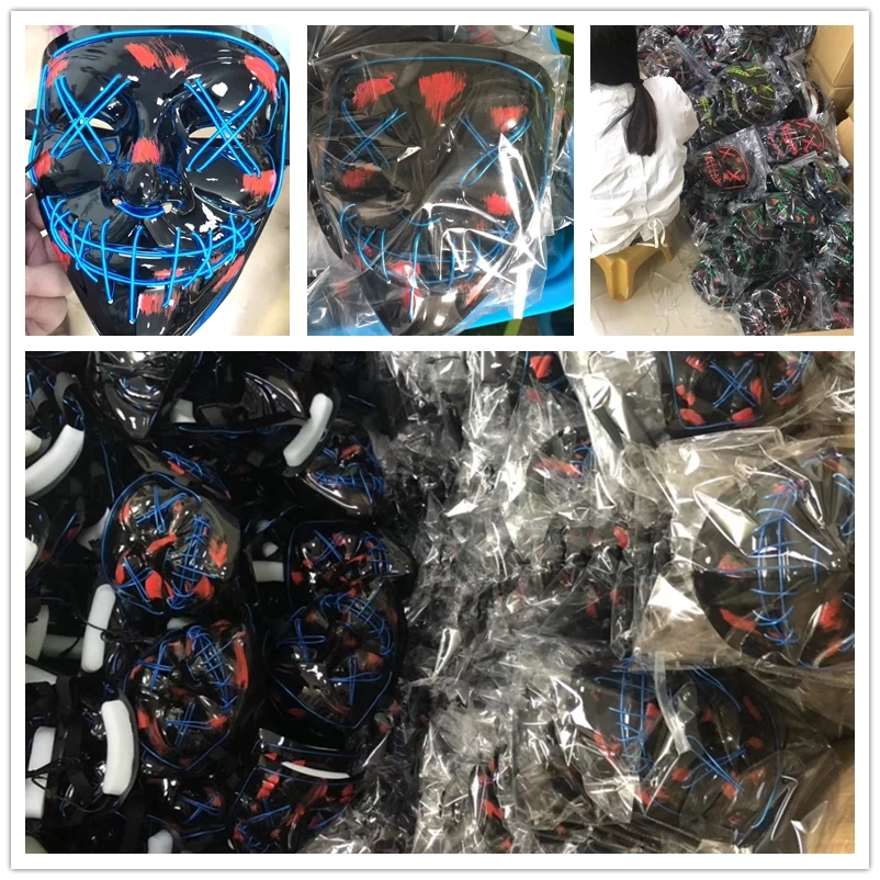 Halloween Led Luminous Mask Horror Grimace Bloody El Wire Halloween