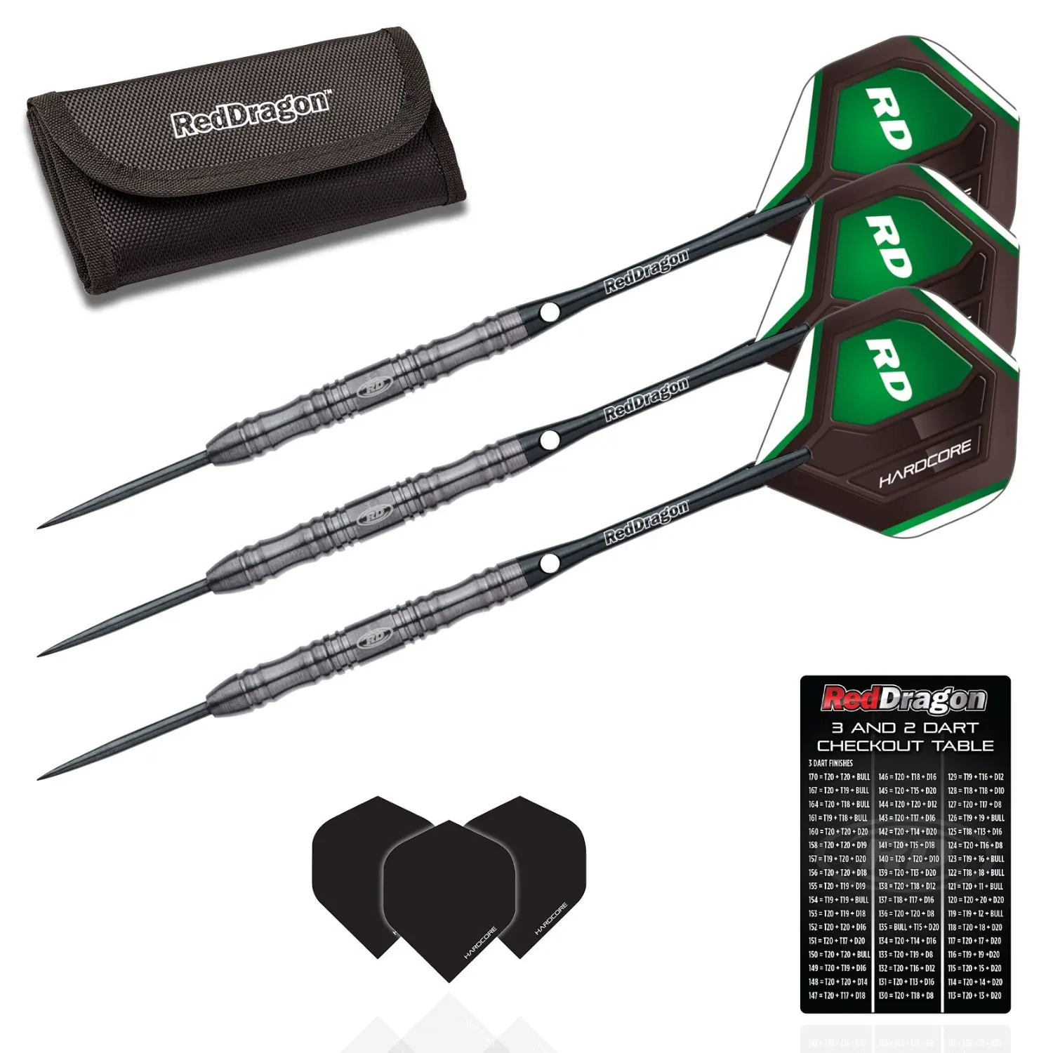 Red Dragon Penetrator Black 16: 24g - 95% Tungsten Steel Darts with Flights, Shafts, Wallet & Red Dragon Checkout Card