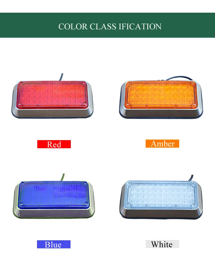 Super Brightness Amber Led Ambulance Strobe Lights/blue Square Warning Light Rear/side/head