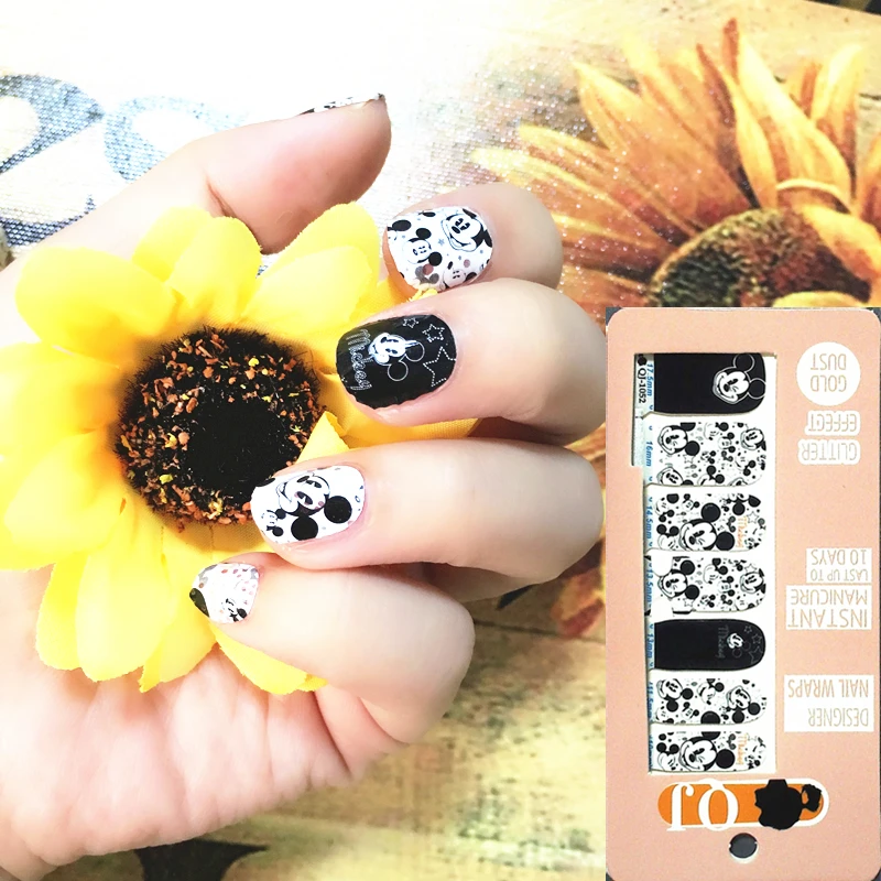 Black White Cartoon Mouse Nail Arts Nail Sticker Waterproof Nail Decal Sticker Gel Polish French Manicure