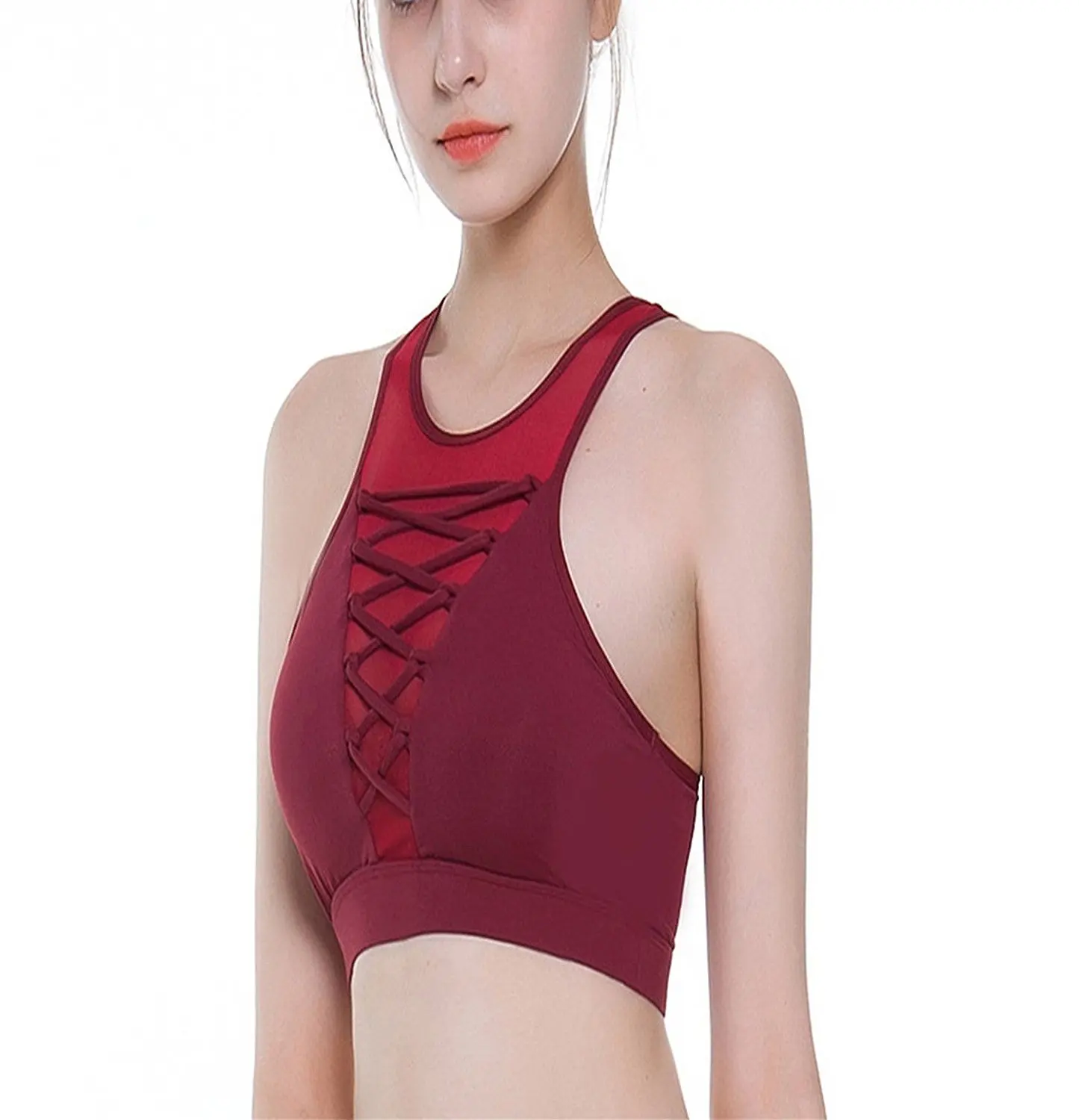 LOKOUO Cross-Woven Sports Yoga Bra Running Fitness Yoga Underwear Female