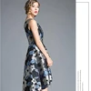 2019 spring new design dress long paragraph retro jacquard Slim irregular A word shoulder lady party dress