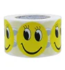 Hybsk Yellow Smiley Face with Eyelash Happy Stickers 1.5" Round Teacher Labels 500 Total Per Roll