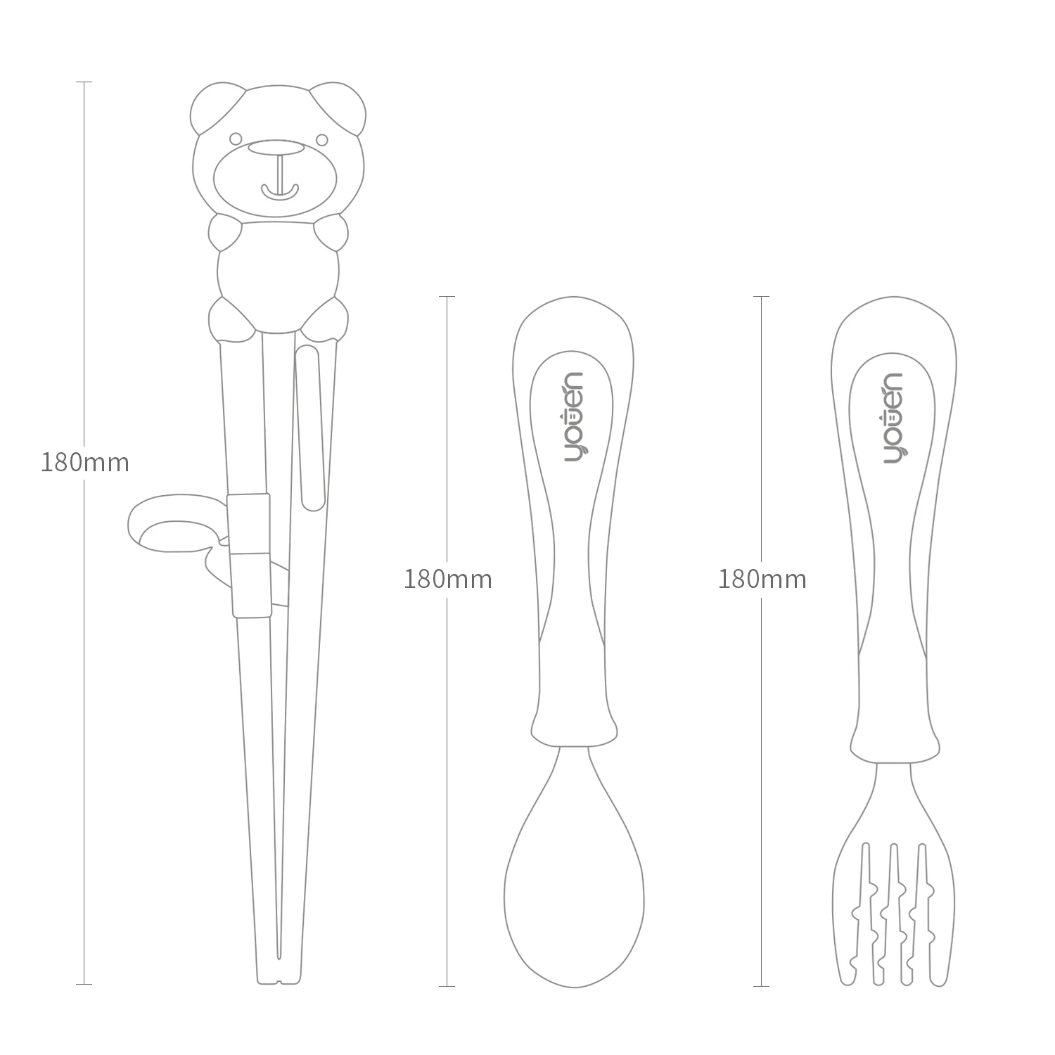 Blue 3pcs Youen kids forks,Training Chopsticks Flat Edge Spoon & Grooved Fork Set with Case for Right-hand Children Kids 