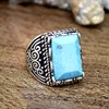 100% Sterling Silver 925 Jewelry 10*16mm Adjustable Ring Blank Tray For Man Setting Square Stone Antique Silver Classical