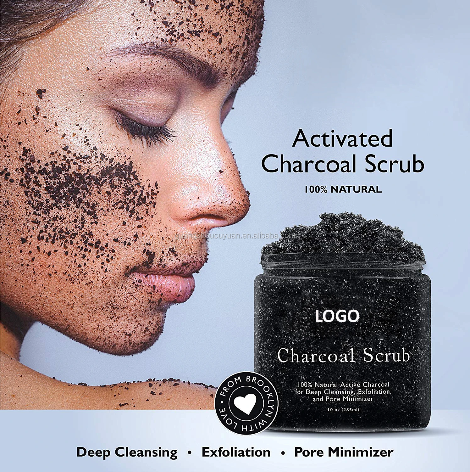 activated scrub charcoal cleansing exfoliation label deep private face skin