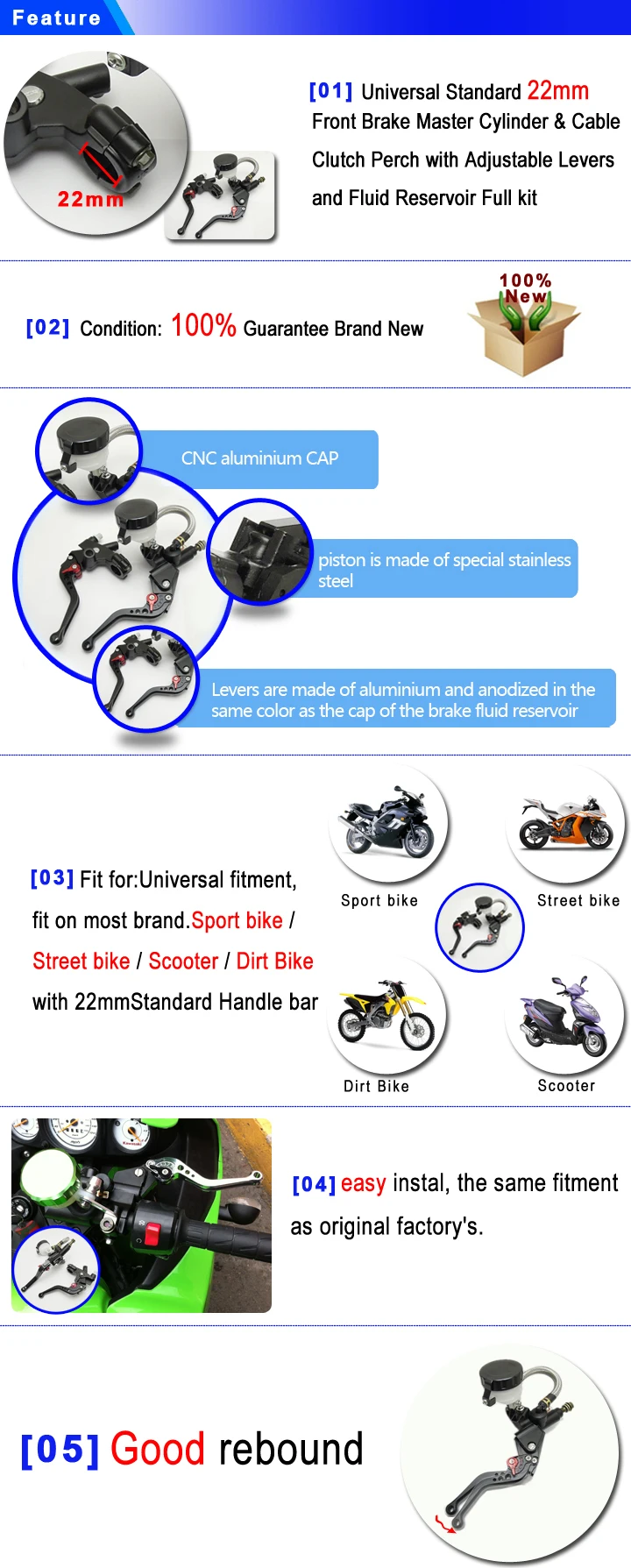 Fmckl002 Universal All Model All Year Brake Master Cylinder Lever Black