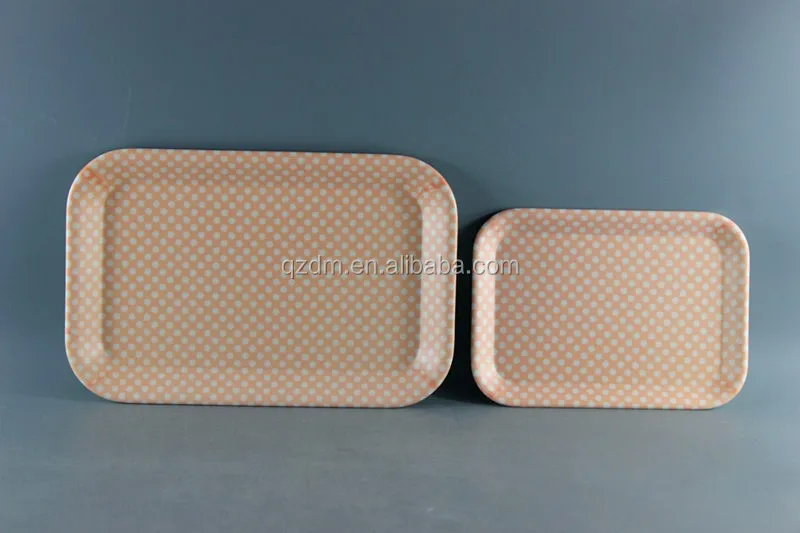 Anti-Slip Surface Melamine Rectangle Tray Set No Handle