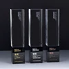 new arrive long square column crystal glass trophy 3d laser engraved crystal trophy crystal award personalized can custom