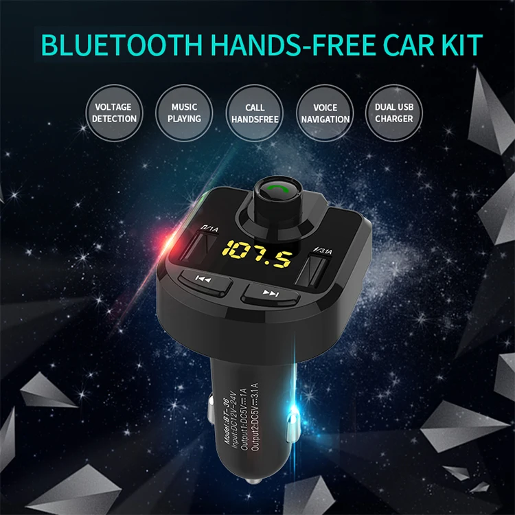 Smart dual USB wireless car bluetooth fm transmitter,car mp3 player with bluetooth