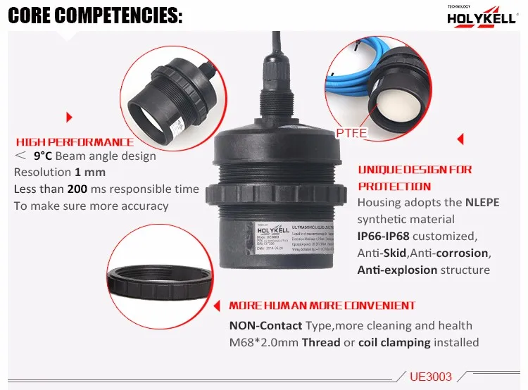 UE3000 Cheap Ultrasonic Distance Sensor, Ultrasonic Water and Fuel Level Transducer