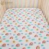 Watercolor Cute Rainbow Baby Girl Fitted Crib Sheet