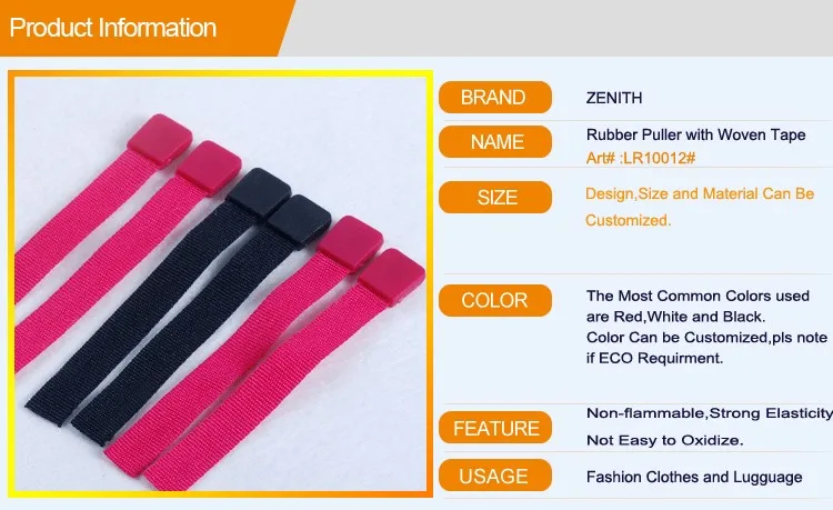Custom Rubber Zipper Puller With Woven Tape Lr10012 - Buy Zipper Puller ...