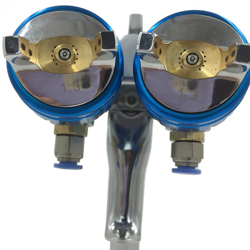 sat1189 免费送货纳米泡沫镀铬高压双头气动喷雾器气动工具双喷嘴喷雾