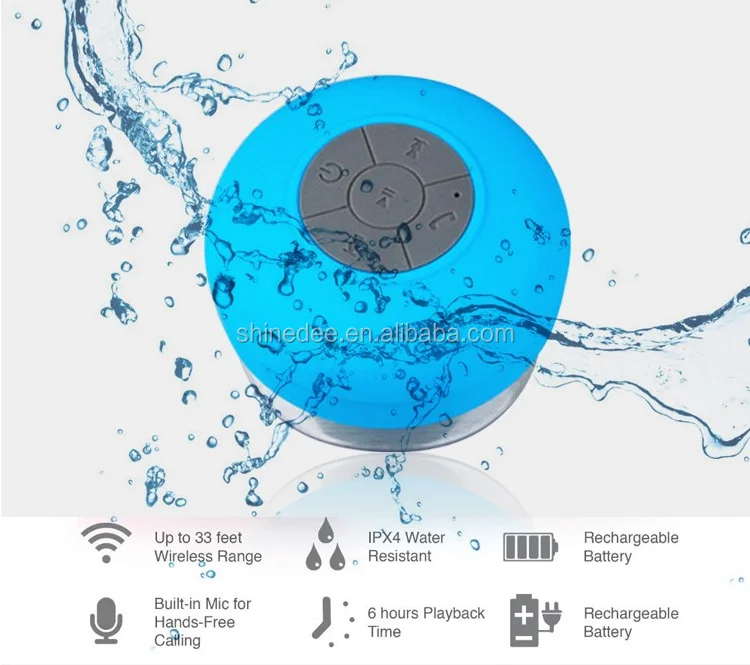 Waterproof Wireless Speaker Handsfree Music Mic Suction Car Shower - ANKUX.COM
