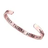 Hot Selling 2019 Fashion Keep Going Custom Logo Engraved Men Women Flat Stainless Steel Cuff Bracelet