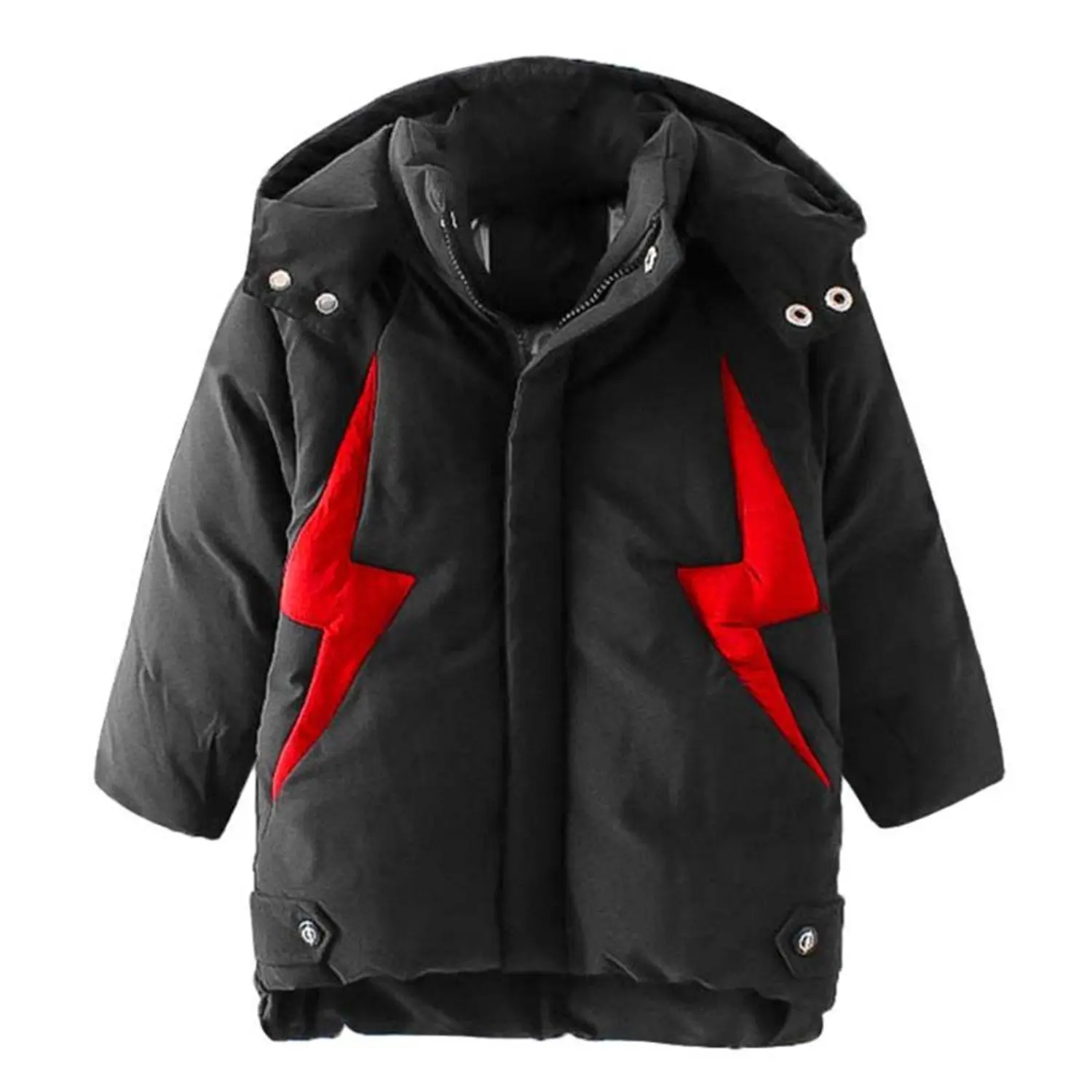 Kids Winter Flash Pattern Down Cotton Coat Thick Hooded Long Sleeve Boy Coat Girl Children Outerwear Thick Overcoat