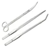 FEITA 3pcs Stainless Steel Aquarium Fish Tank Kit Fish Starter Kits for Pruning Cleaning Water Plant Grass