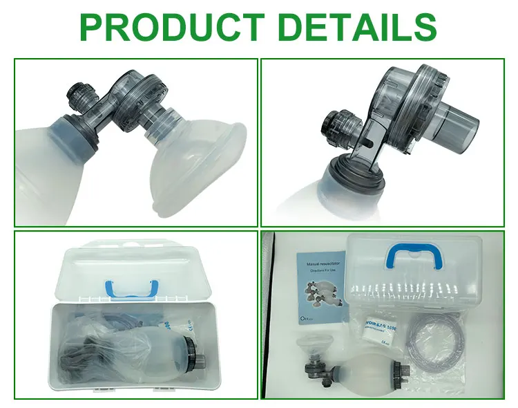 IN-K001 Medical reusable PVC Manual First Aid Kits Oxygen Ambu Bag Resuscitator