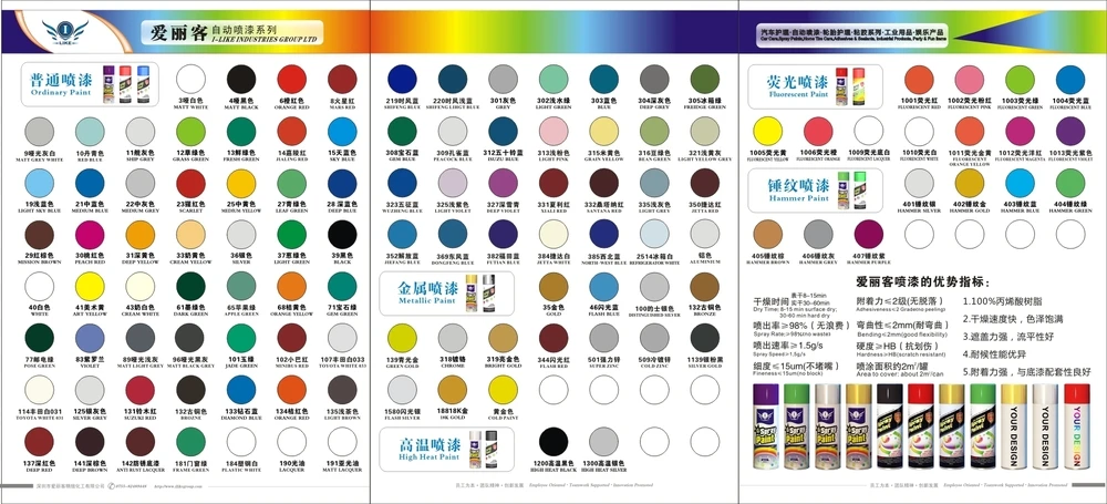 Bosny Spray Paint Color Chart