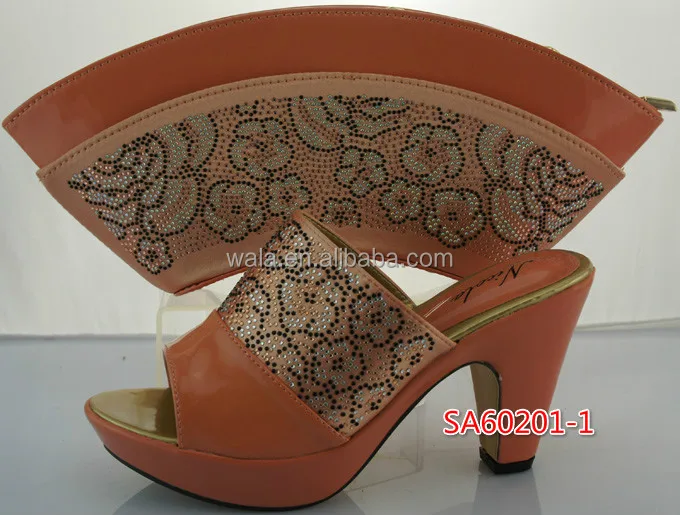 SA60201-1 african orange High-heeled sandals/shoes and purse bag set for women