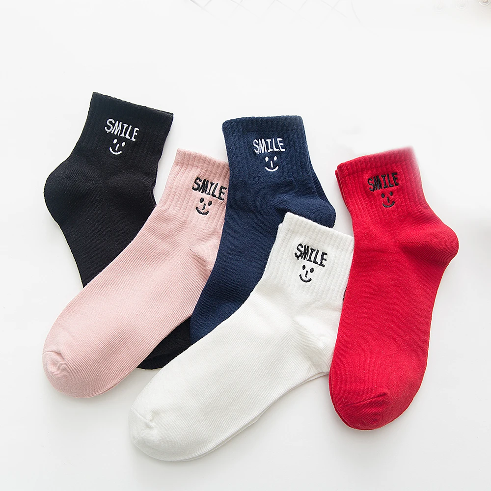 Custom Logo High Quality Spring Women Letter Embroidery Ankle Cotton