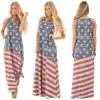 wholesale Women July 4th Independence Day American Flag Printed Sleeveless Maxi Dress