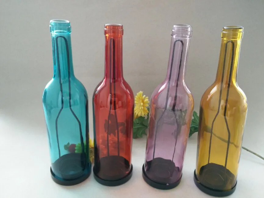 Wholesale Votive Glass Wine Bottle Candle Holder Insert With Metal