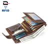 Wholesale custom top quality multifunction cow leather men 's vertical rfid credit card holder wallet with coin slot pocket