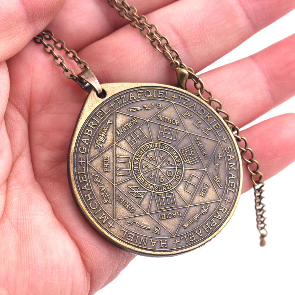 N323 Vintage Seal Of Seven Archangels Pendant Religious Viking Rune ...
