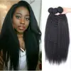 wholesale factory 3 Bundles Italian Brazilian Virgin Kinky Straight Human Hair Weave Yaki straight