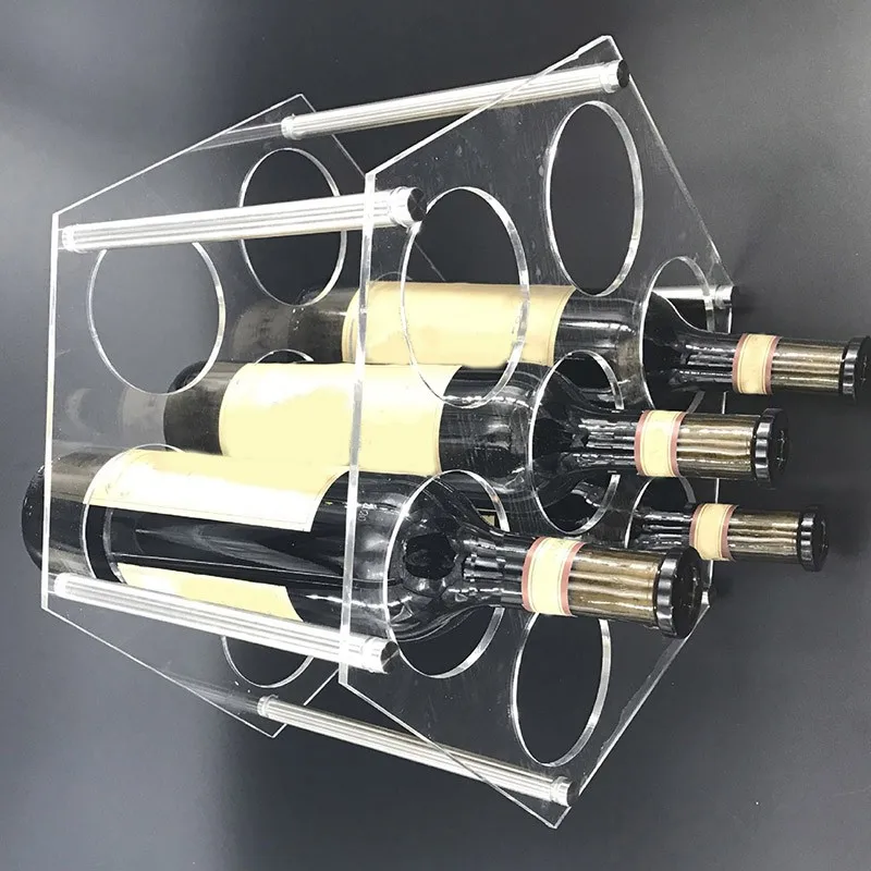 Clear Acrylic Bottles Holder Display Shelf Storage Wine Acrylic Rack
