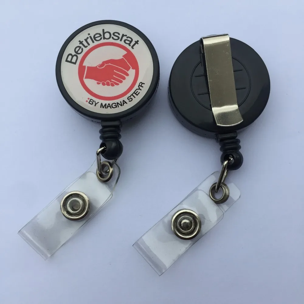 Big Logo Round Retractable Badge Holder With Epoxy Sticker Logo Buy