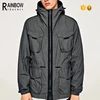 Men Winter Hooded Parka Down Jacket With Side Zip