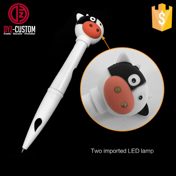 Novelty Animal Led Ballpoint Pen With Sound Cow Pen With Led Light And