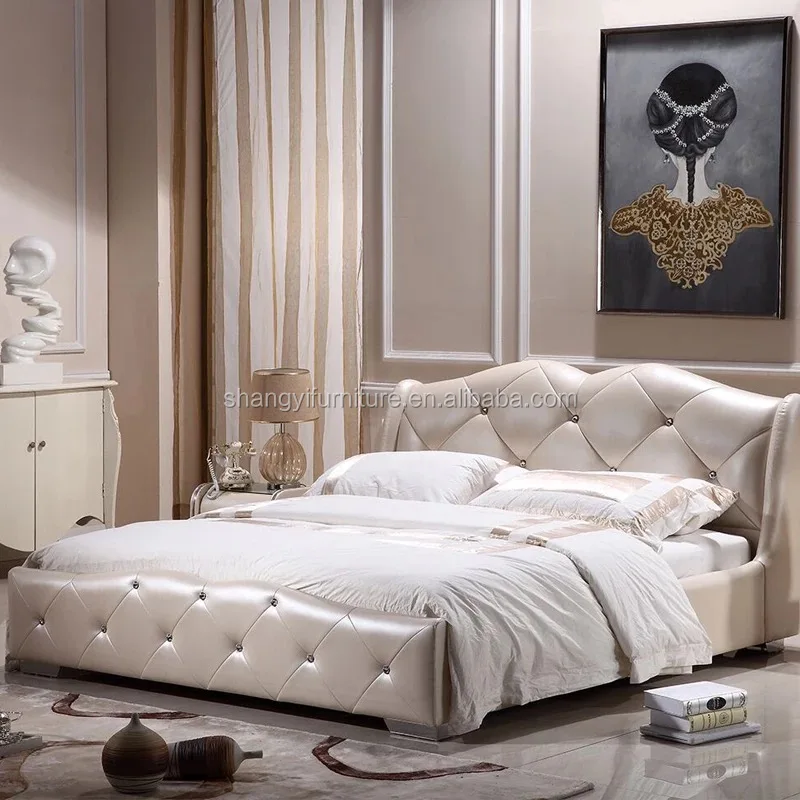 Antique Luxury French Style Bedroom Furniture Set Single White Leather Soft Bed Buy Luxury King Bedroom Sets Royal Furniture Bedroom Sets European