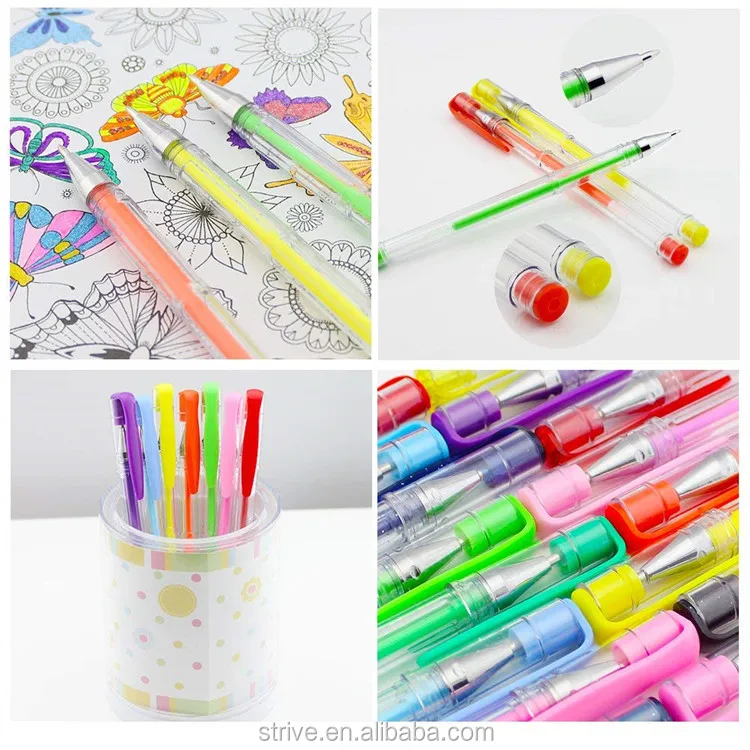 Download Amazon Hot Selling 100colors Gel Pens Refills Metallic Pastel Neon Glitter Sketch Drawing Color ...