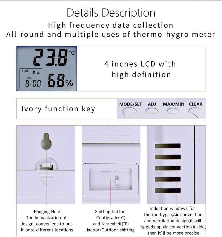 Digital Thermohygro Meter Temperature Hygrometer Cth608a Buy Large