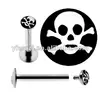 hot wholesale 316L surgical stainless steel drop oil skull logo internally thread piercing labret ring