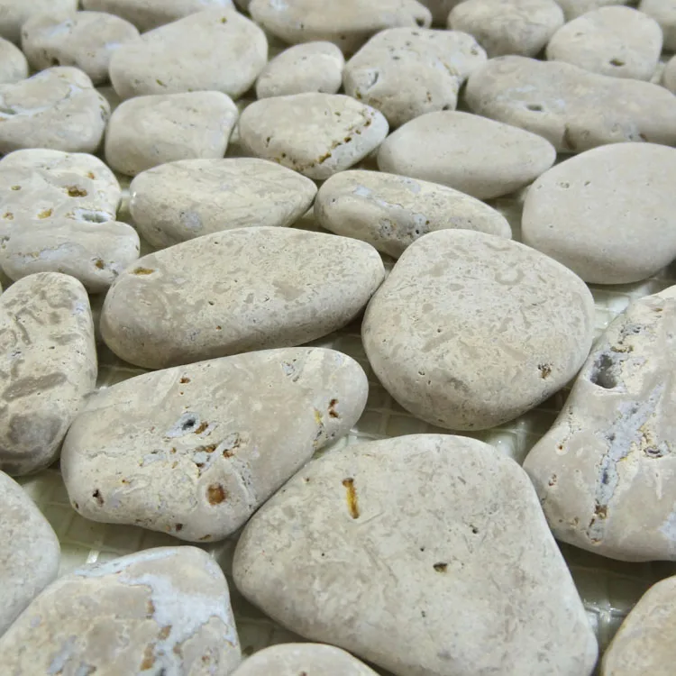 Tumbled orientalc floor tile white river rock pebble mosaic