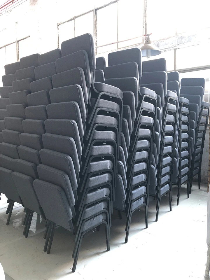 Upholstered Blue Fabric Padded Interlocking Church Chair(yjch145