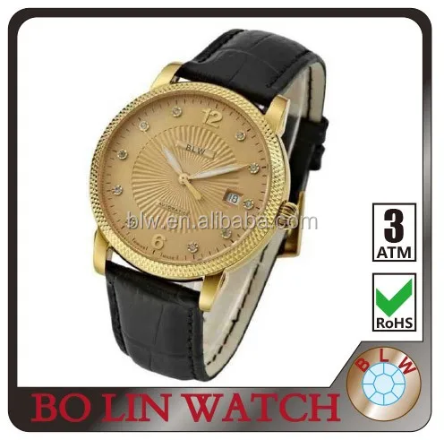 Top quality luxury design from international brand real 18K gold watch for ladies