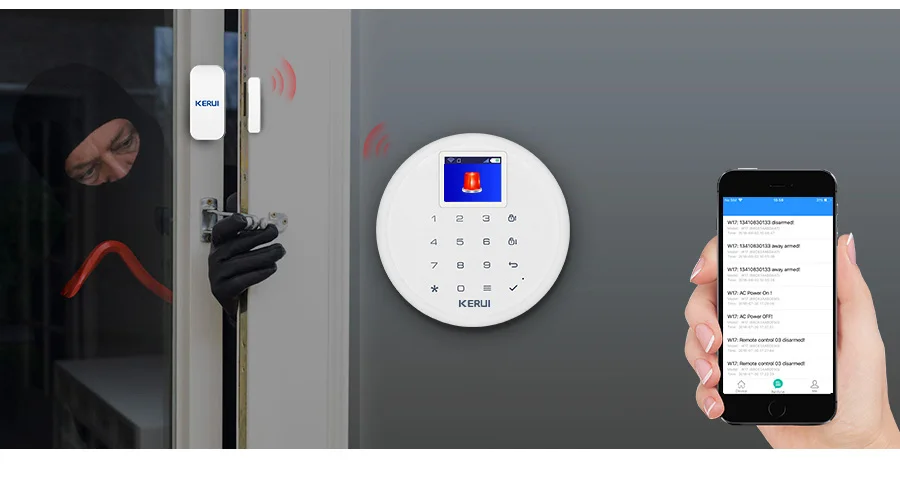 KERUI WIFI+GSM W17  Security Alarm Door Sensor with smoke sensor