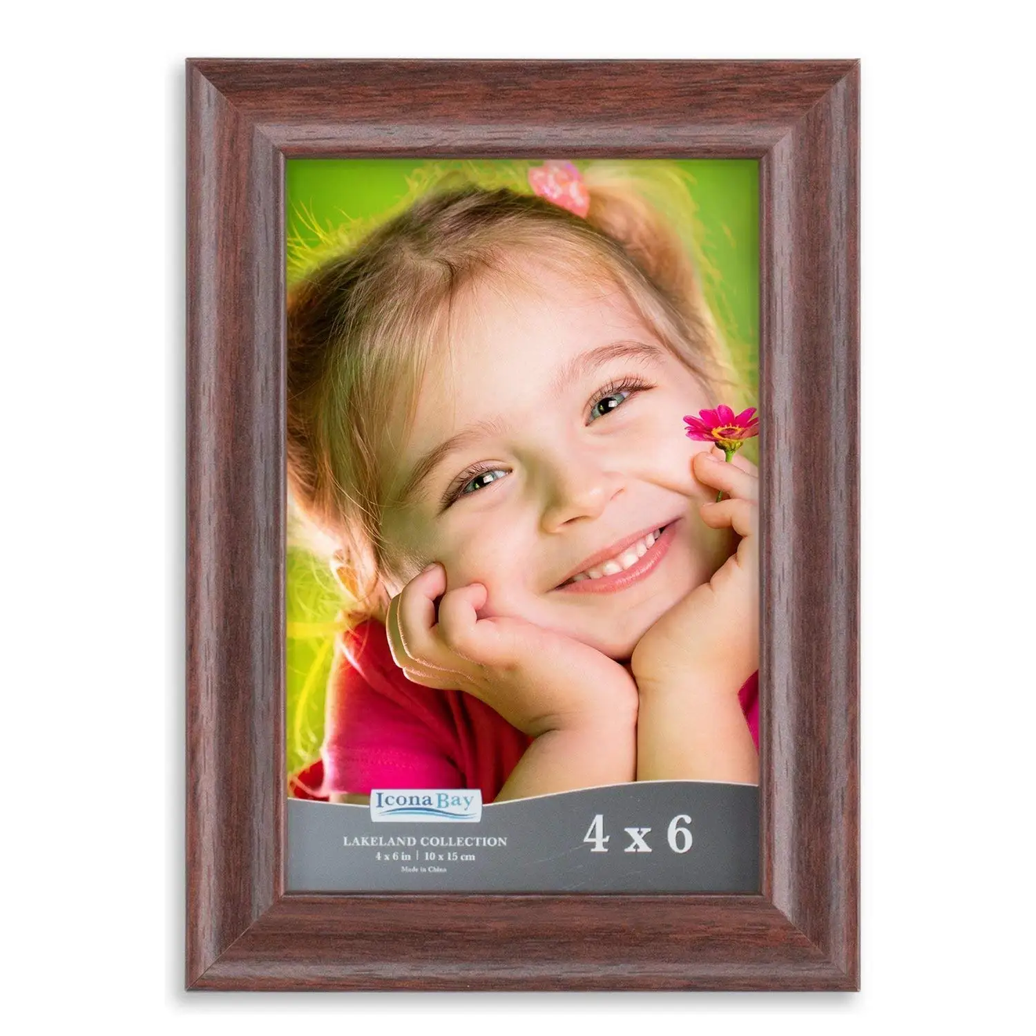 Icona Bay Picture Frame 4x6 (1 Pack, Teak Wood Finish), Photo Frames 4 by 6, Picture Frames 4 x 6, Wooden Photo Frames 4x6, Wood Photo Frame for Walls or Tables, Lakeland Collection