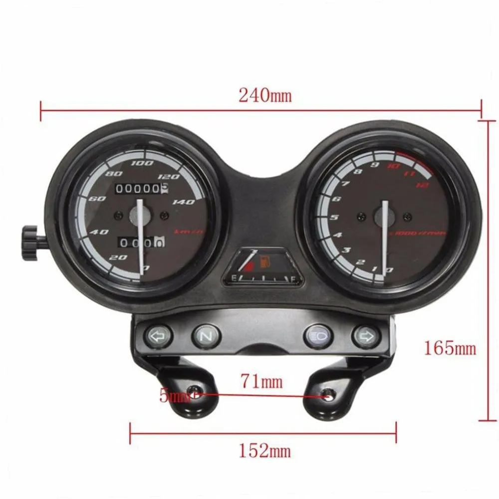 Universal Motorcycle Meter Ybr125 Black Led Light Odometer