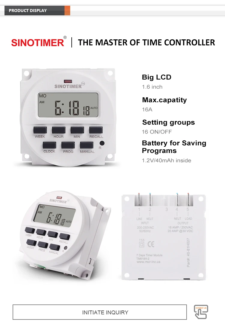 Big Lcd 1.6 Inch Digital 220v 230v Ac 7 Days Programmable Timer Switch