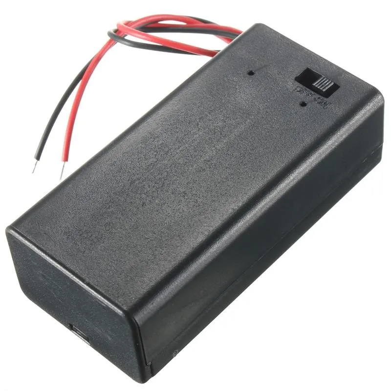 9v Battery Storage Holder Case Box With Cord Wire Lead On/off Toggle ...