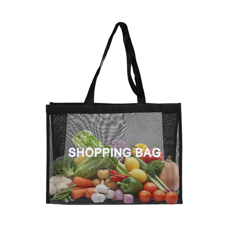 Easy Carring Shopping Bag Black Ecofriendly Reusable Tote Bag Nylon